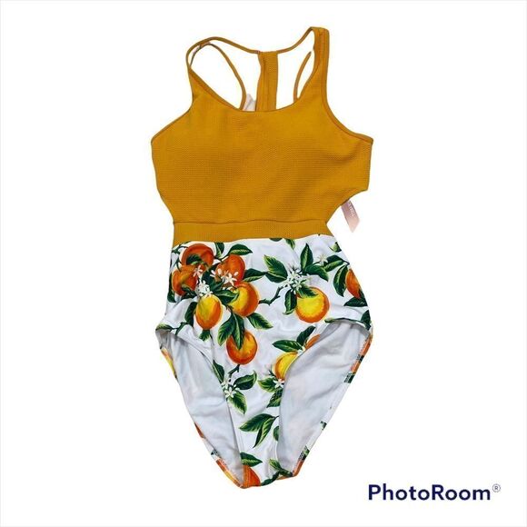 New With Tags Molybell Cut Out Fruit Print One Piece Swim Suit Size Medium - Picture 6 of 13